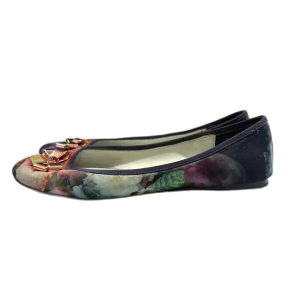 Ted Baker Women's Imme 2 Floral Boutique Print Ballet Flat Rose Gold Bow SZ 9.5 - Picture 3 of 10